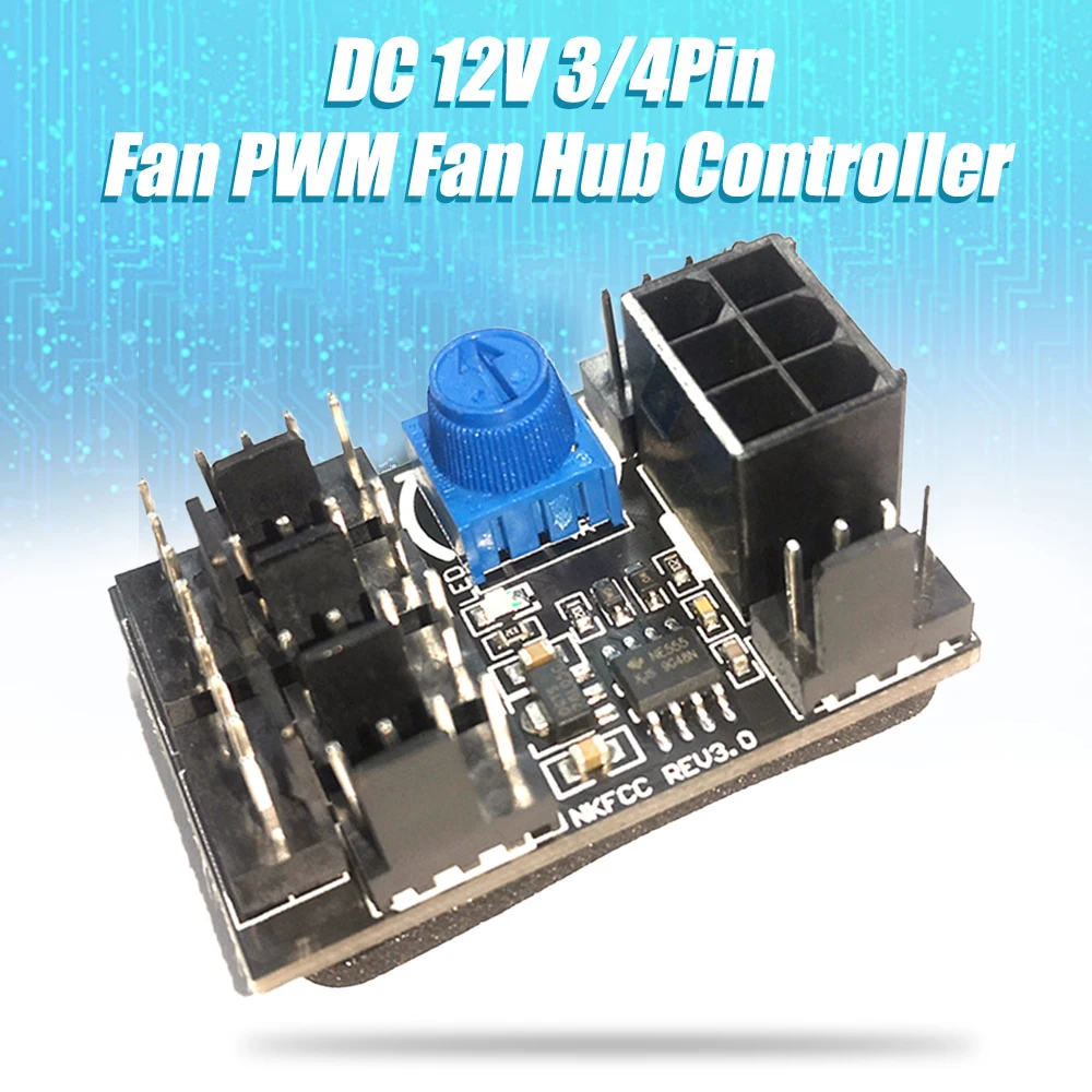 

Chassis Fan PWM Hub Speed Controller High Power Support DC12V 3PIN/4PIN Desktop Computer Cooling Fans Splitter PCI-E X1 X16 Slot