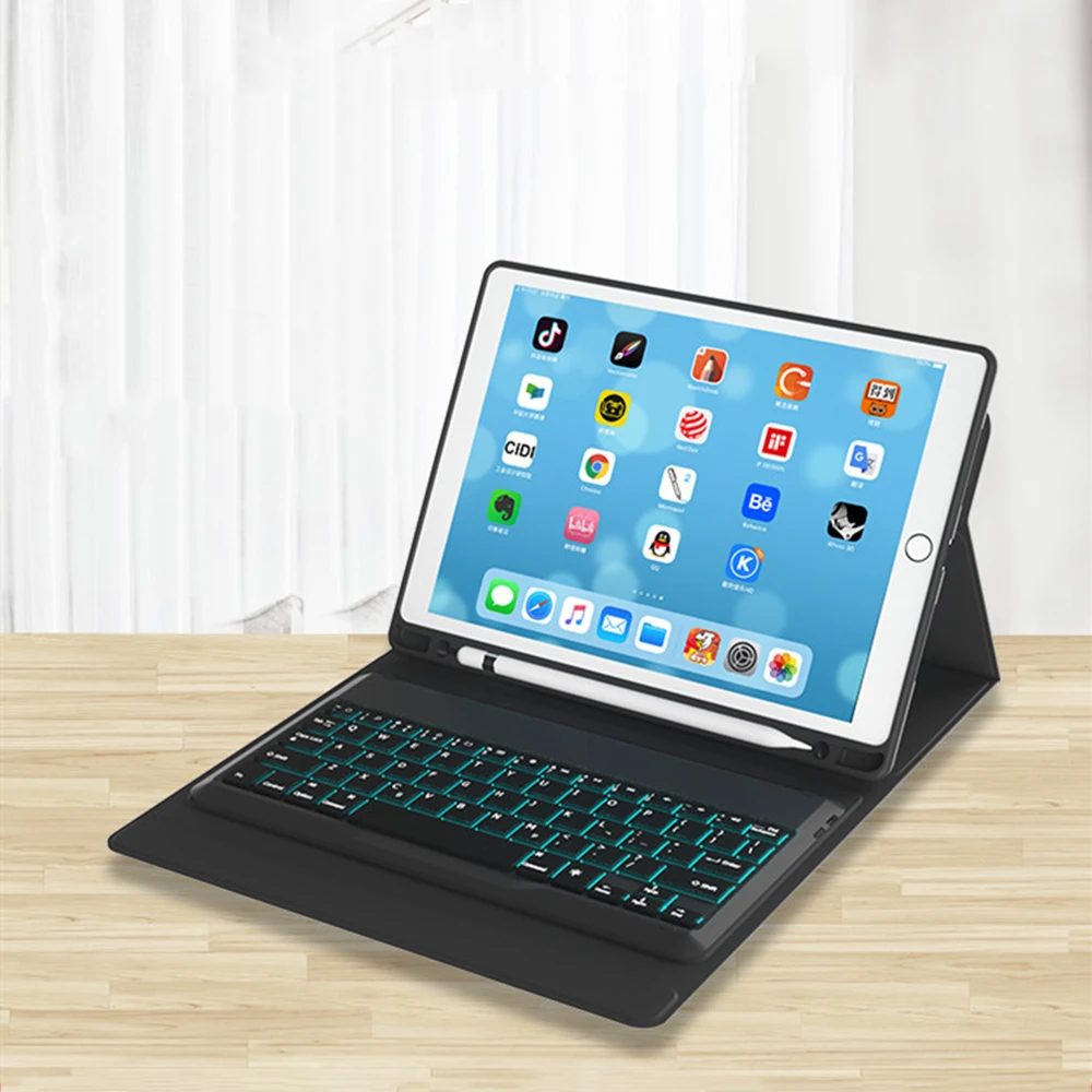 Для Air 1/Air 2/Pro 9,7/ iPad/ iPad Американский 7 цветов с подсветкой планшет Bluetooth клавиатура чехол с кожаным чехлом