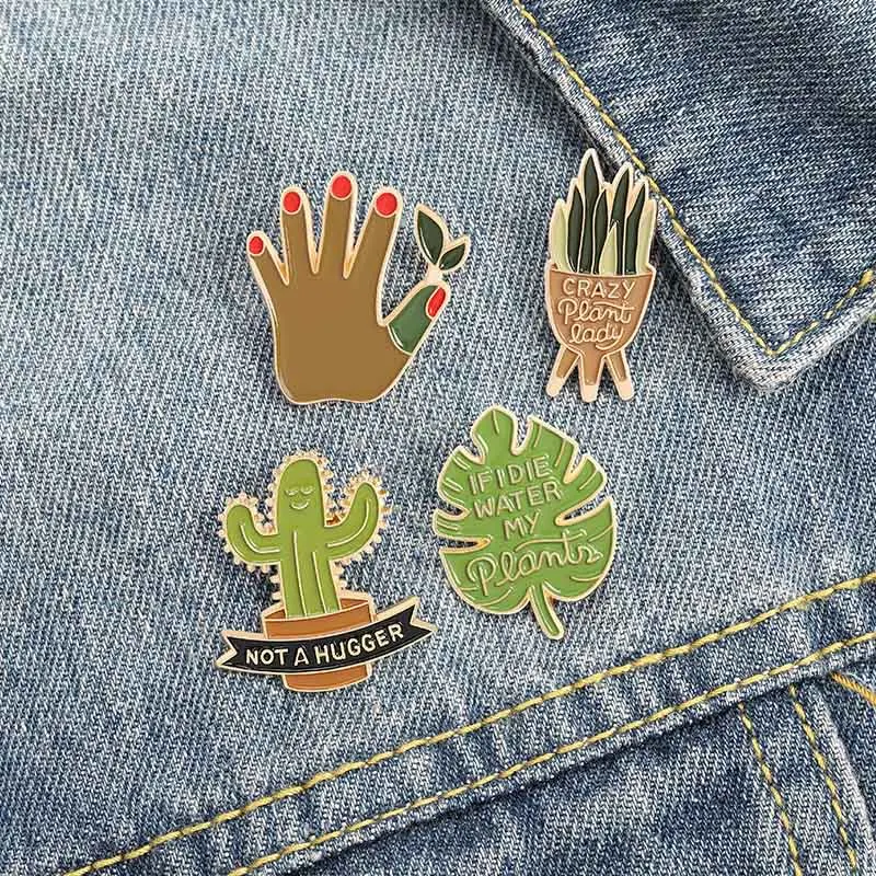

Potted Monstera Cactus Aloe Plant Brooch Bag Clothes Backpack Lapel Enamel Pin Badges Cartoon Jewelry Gifts For Friends Women