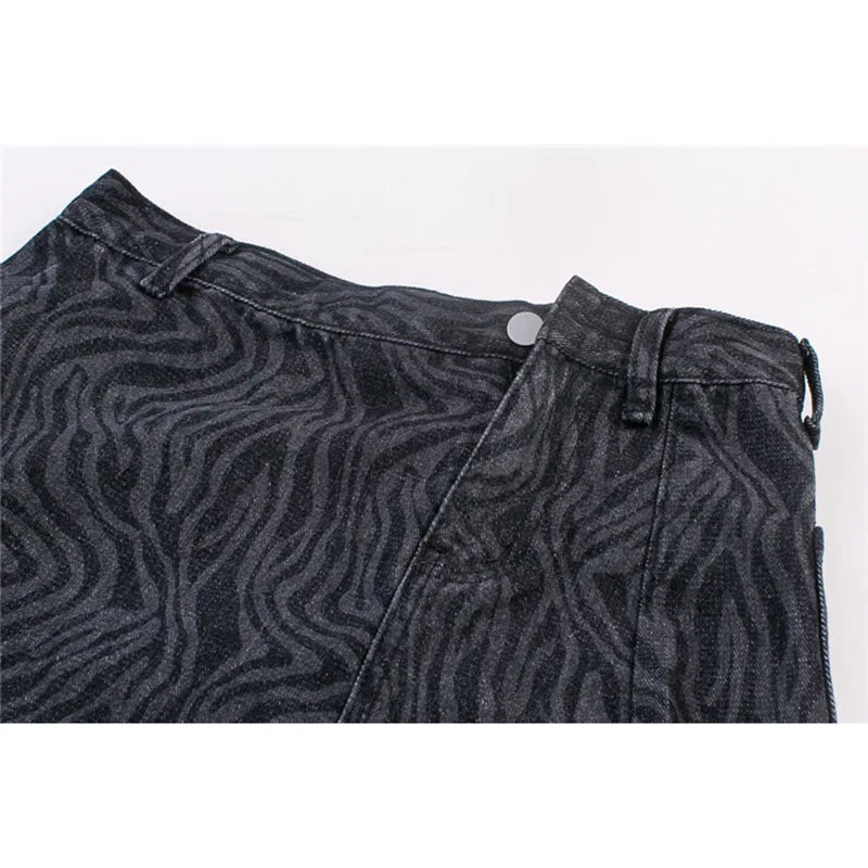 

XITAO Splicing Striped Print Skirt Fashion New Casual Slit Simplicity Vintage Women Skirt Winter Loose All-match Trendy ZY3364