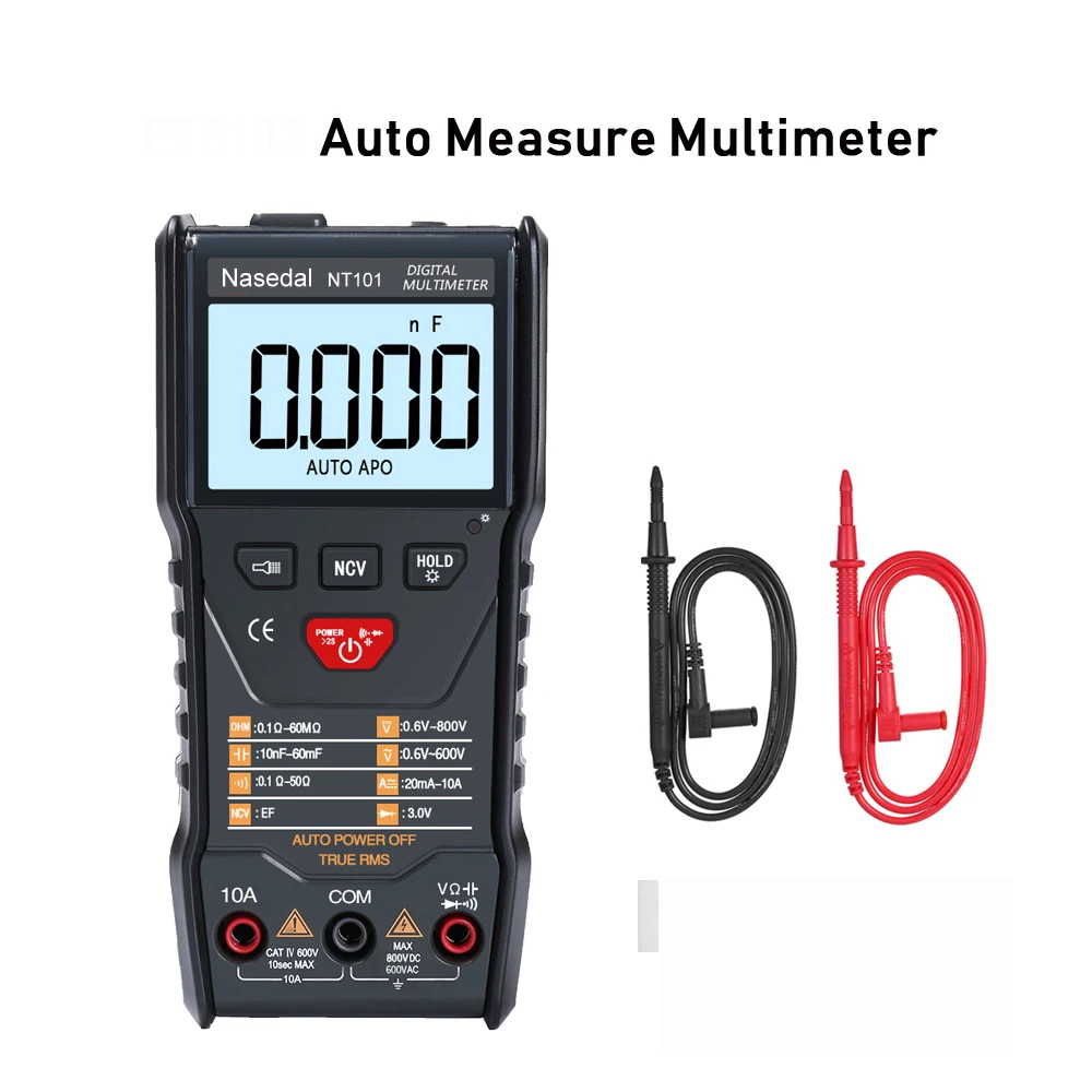 

ET101 LCD Display Portable Auto Measure Multimeter AC/DC Voltage Current Capacitance Electric Field Resistance Meter
