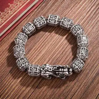 Очаровательные мужские браслеты из серебра 999 пробы с монетами львом жевательной