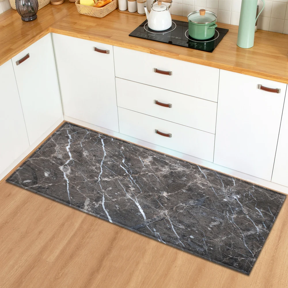 

Entrance Doormat Marble Pattern Kitchen Mat Bathroom Hallway Anti-Slip Carpet Home Bedroom Children Bedside Floor Decoration Rug