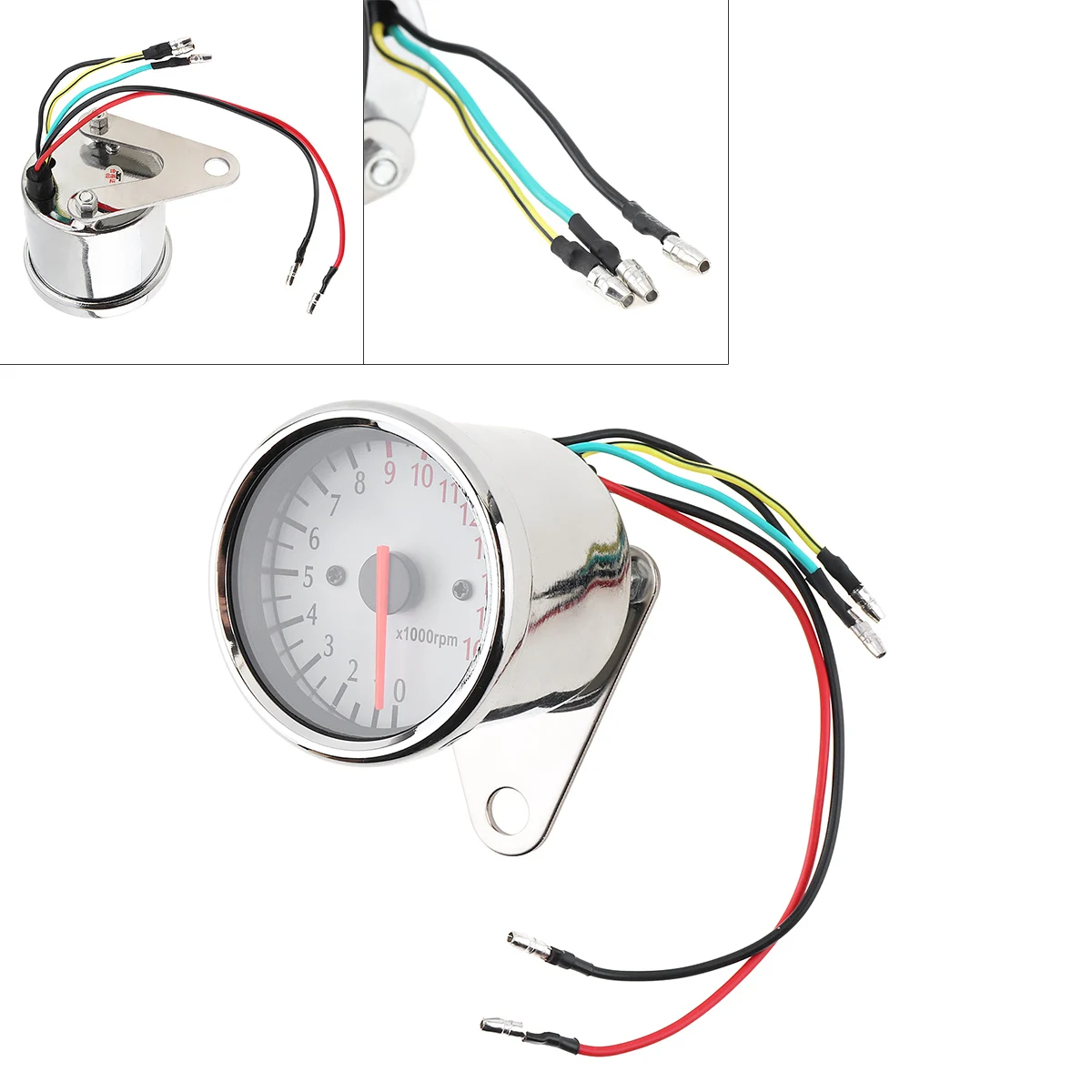 Мотоцикл Тахометр 1,6 W 12V Белый Ретро светодиодный индикатор светильник магнитной индукцией двойной пройденное расстояние в милях для мотоцикла