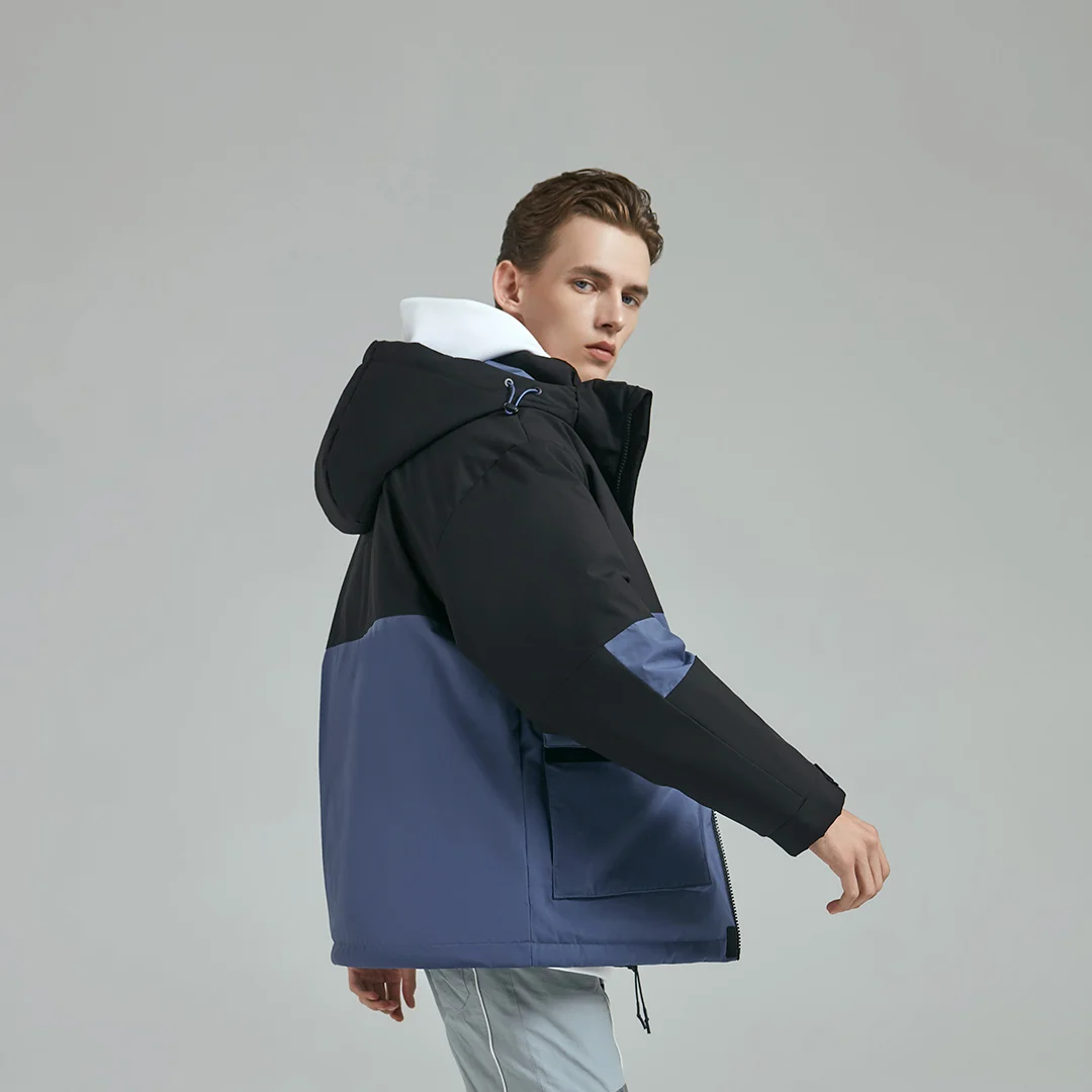 2019 New Xiaomi Casual Men Down Jacket Color Splice Warm Hooded White Duck Coat For Winter Waterproof Working Style |
