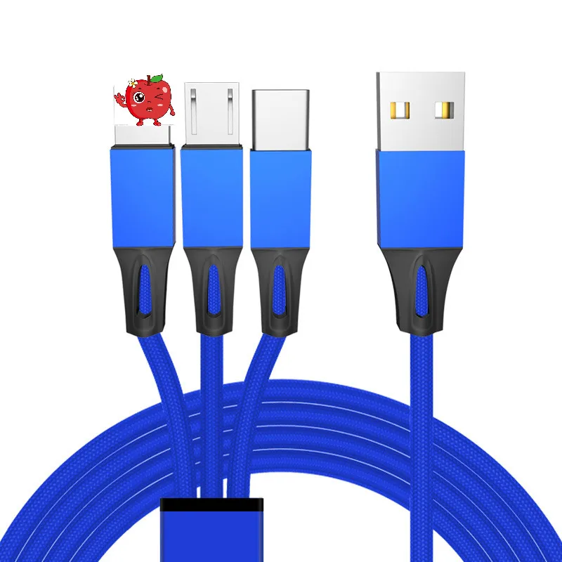 Usb кабель 3 в 1 зарядный 3A для Iphone X Micro USB type C быстрый заряд кабеля samsung Note 9 Redmi 8 2 m