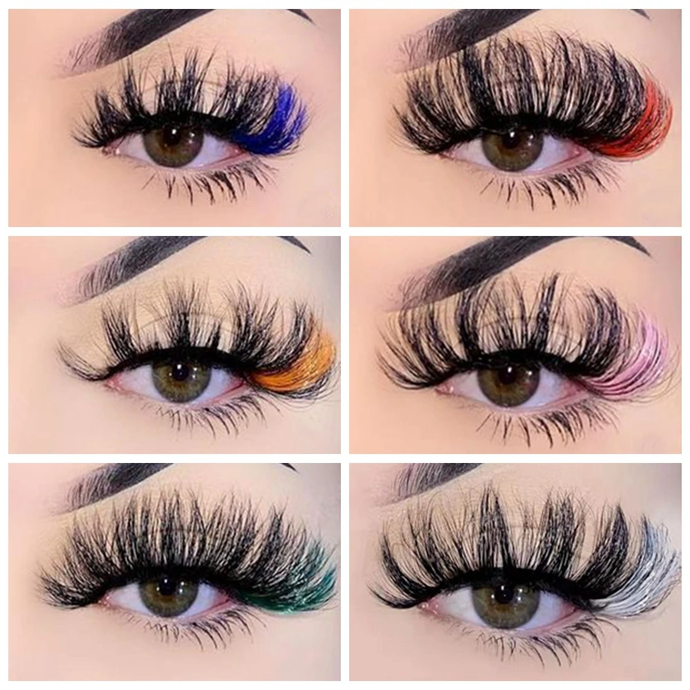

Cruelty-free 3D mink lashes 25mm Colored Eyelashes Natural Real Mink Fluffy Style Wholesale Bulk Eye lash Extension Makeup
