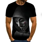 Горячая Распродажа, футболка клоуна для мужчин и женщин, 3D принт лица Джокера, V-образный вырез, вендетта, ужасные модные футболки, черная футболка большого размера