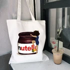 Женская сумка-шоппер Cute Nutella, милые сумки для покупок с графическим принтом, модные повседневные дорожные сумки на плечо для девочек