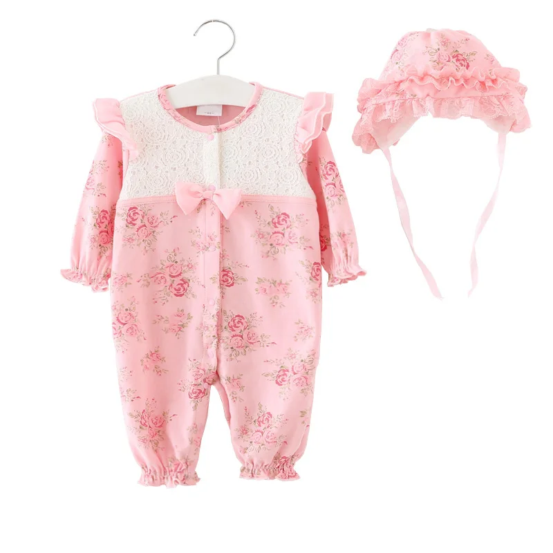 Цветочный комбинезон для новорожденных девочек кружевной Bernat маленьких одежда