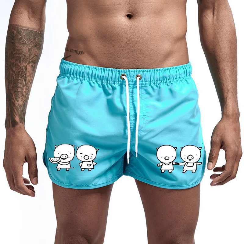 

Men's summer 3-point shorts men's and women's same color sports shorts