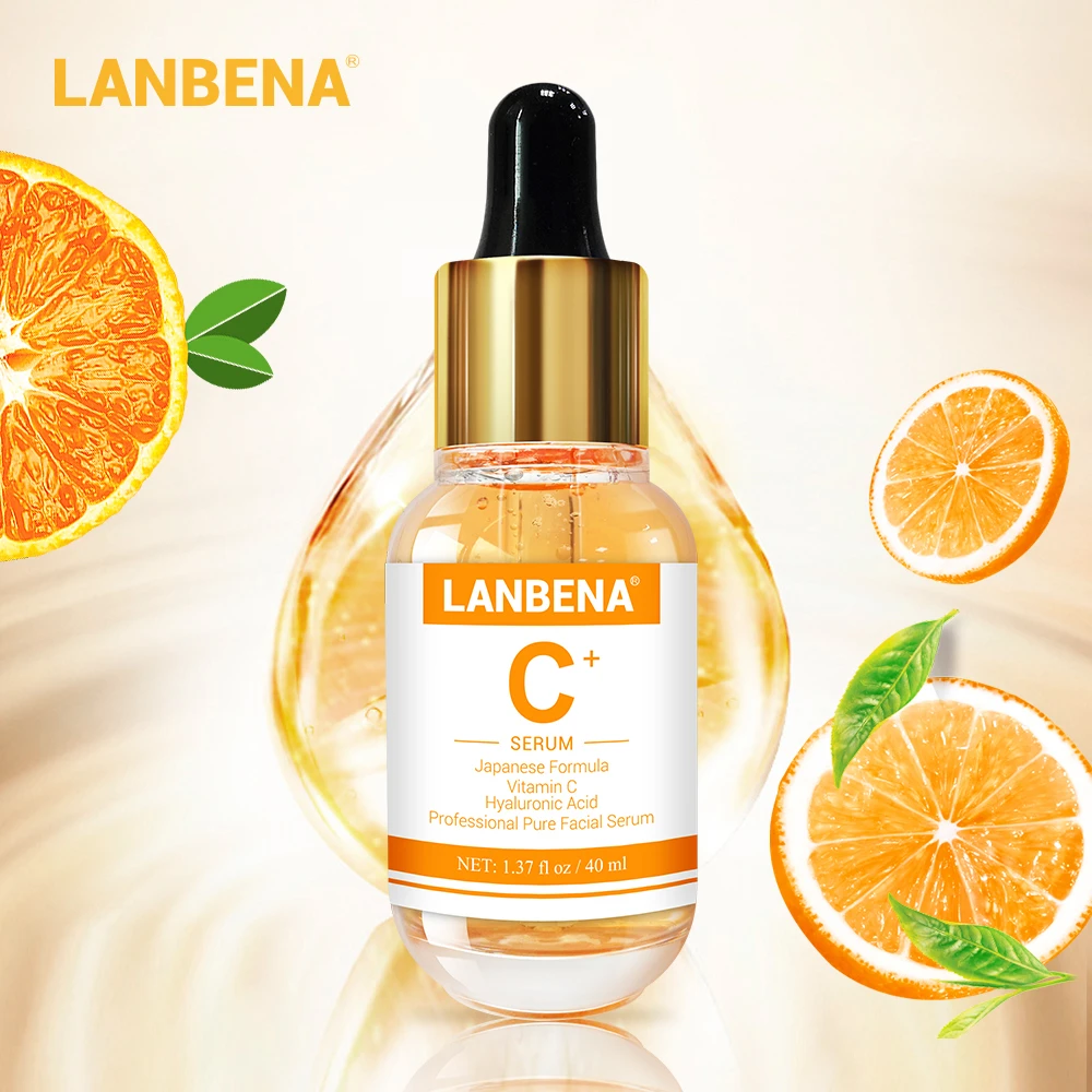 

LANBENA Essential Oils Serum Vitamin C Whitening Facial Essence Remover Speckle Fade Dark Spots Brighten Nourishing Skin Care