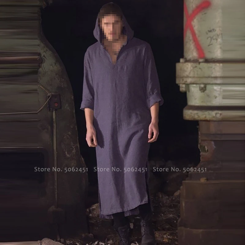 Хэллоуин средневековый Ретро v-образным вырезом с капюшоном футболка Viking пират