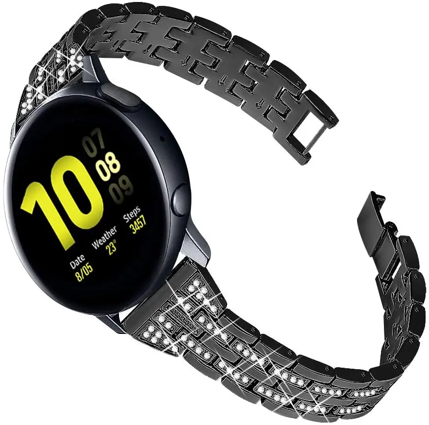 

20mm 22mm Diamond Watch Band for Samsung Galaxy Watch 42mm 46mm for Samsung Galaxy Watch 3 41mm 45mm Stainless Steel Loop Strap