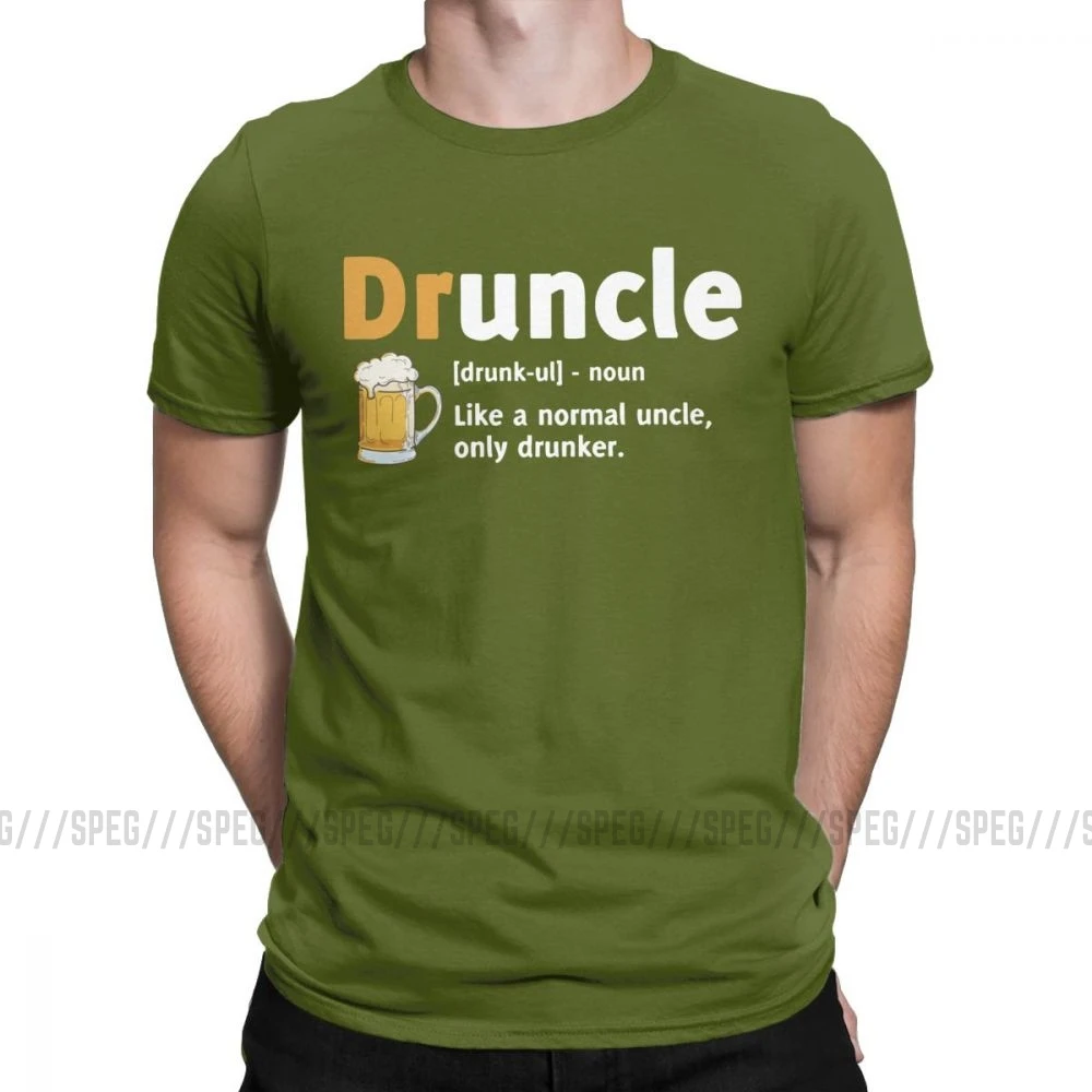 Druncle Drunkle Drunk Beer забавная футболка для мужчин с короткими рукавами, подарок для лучшего дяди, топы размера плюс, футболки, хлопковая футболка - Color: Army green