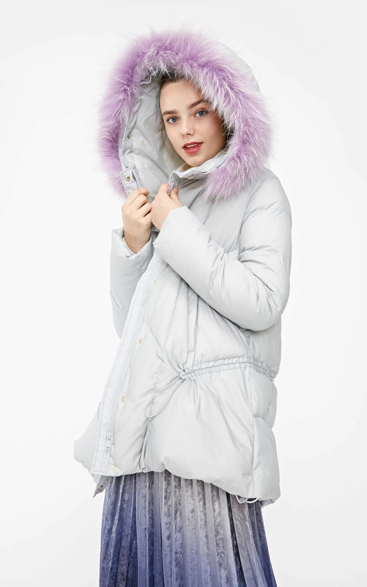Vero Moda Женская куртка-пуховик с капюшоном из меха енота на шнурке | 318423539