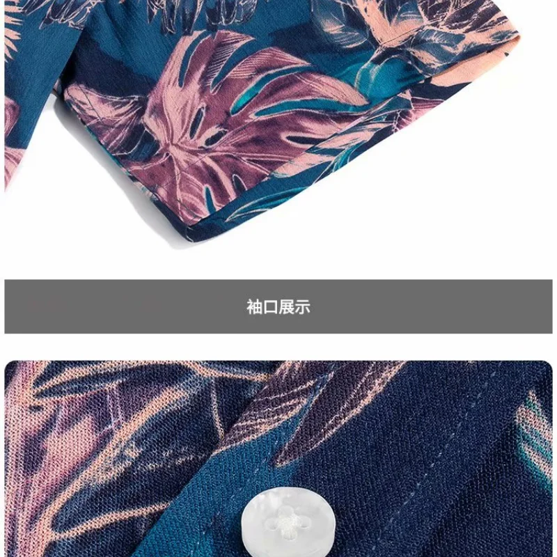

Summer Mens Shirts Hawaiian Print Beach Slim Fit Short Sleeve Shirts For Men Casual Button Up Linen Shirts Men Chemise Homme