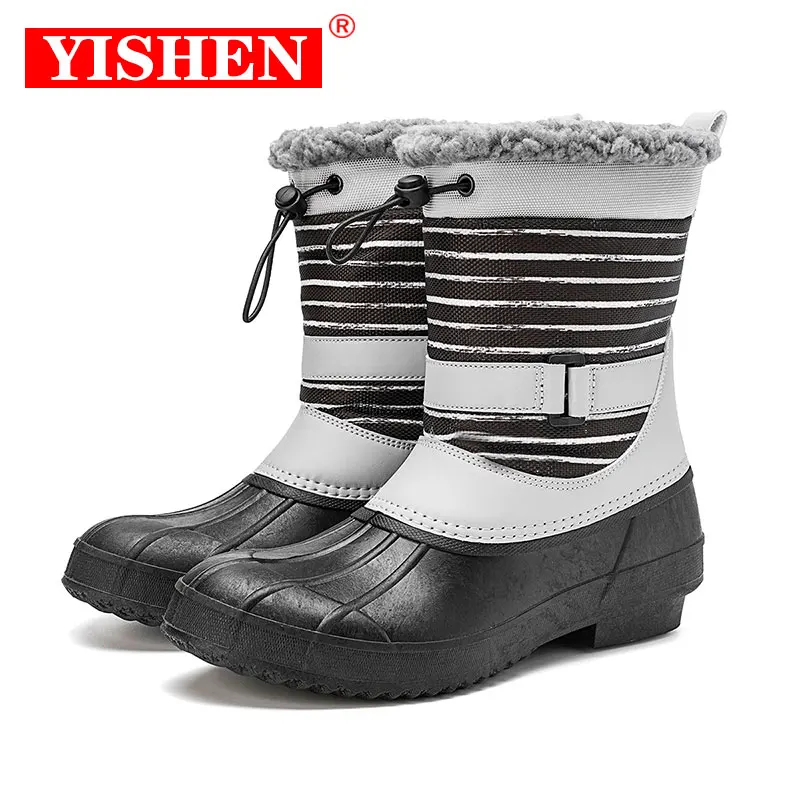 

Женские непромокаемые сапоги YISHEN, теплые модные повседневные ботинки до середины икры с защитой от песка, женские зимние сапоги на утином м...