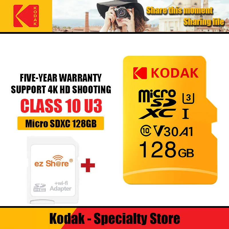 Беспроводной Wi Fi адаптер ez share + 100% оригинал Kodak U3 A1 V30 32 Гб 64 128 ГБ class10 wifi