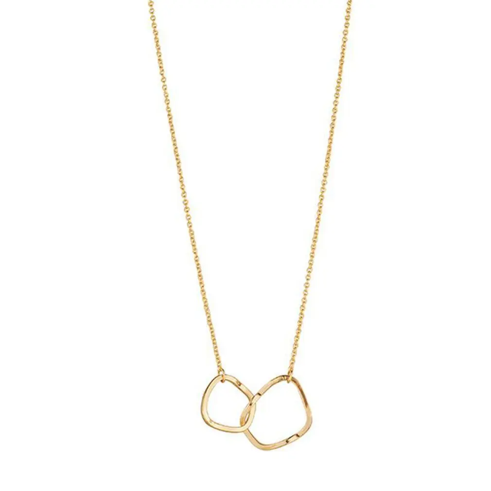 

New Simple Interlocking Double Ring Paper Clip Pendant Necklace For Women Clavicle Necklace Jewelry Decorative