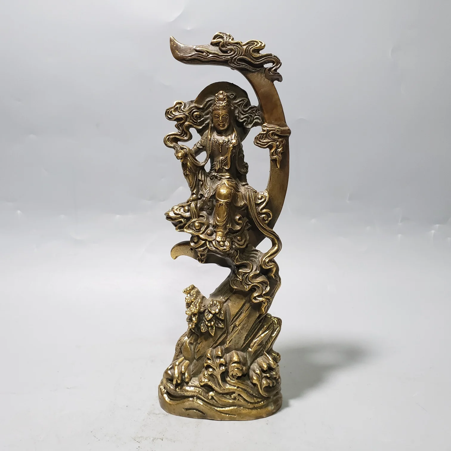 

Антикварные латунные украшения Guanyin домашное украшение ручной работы