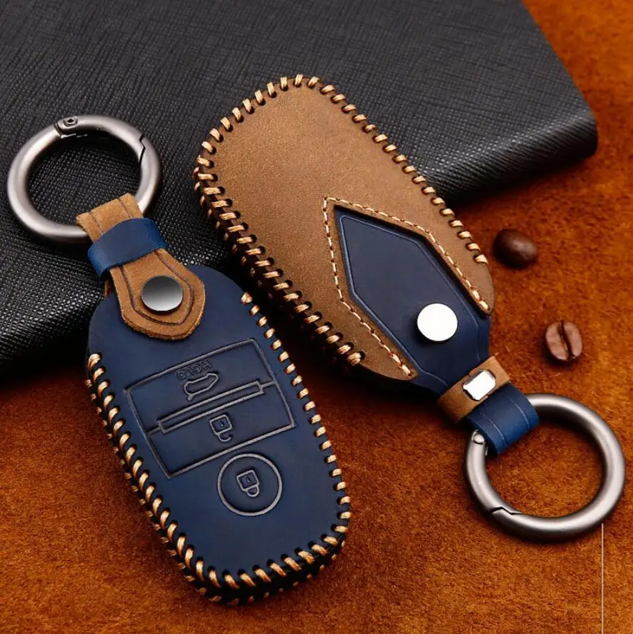 Чехол для ключей ручной работы из натуральной кожи с цепочкой и карманом KIA Sportage