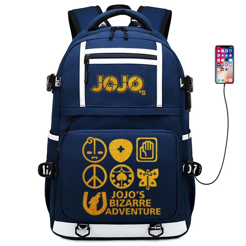 JoJo невероятное приключение с золотым принтом школьная сумка большой дорожный Рюкзак Школьные сумки Oxford для девочек-подростков с рисунком из аниме книжные сумки