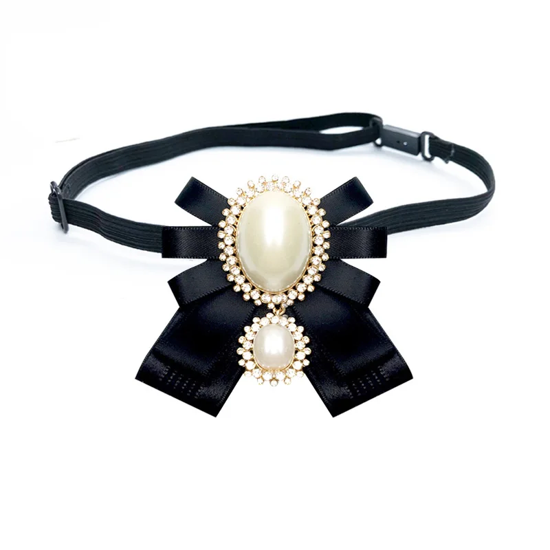 4 i-Remiel Fashion New Korean Pearl Bow Tie Brooch for Female Ancient Rhinestone Lapel Pin Badge Corsage Shirt Collar Accessories - Окраска металла: 4
