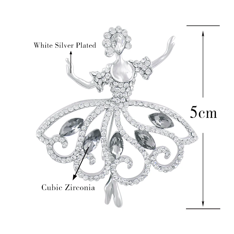 

SINLEERY Elegant Cubic Zircon Dancing Ballet Girl Brooch Pin Women's Fashion Accessories 2021 XZ190 SSK