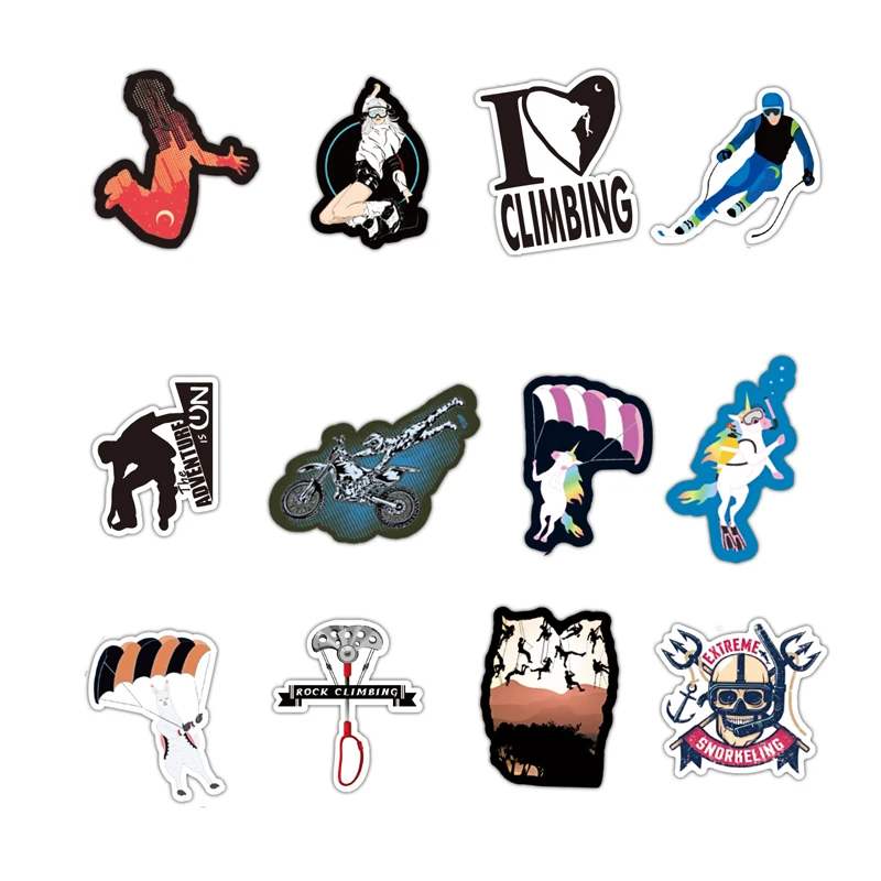 Наклейки водостойкие для экстремальных видов спорта катания на лыжах парашюте
