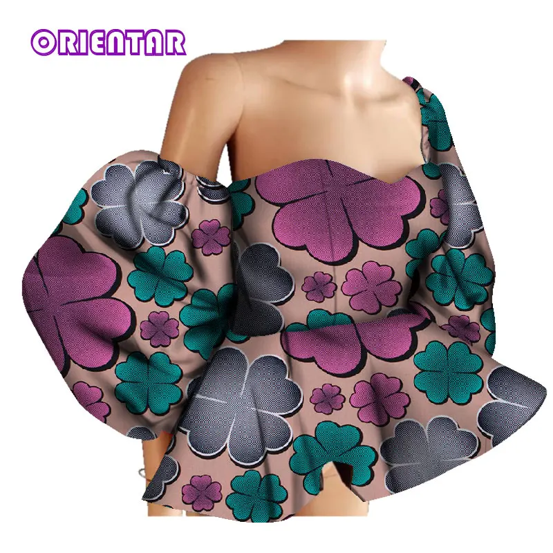 New Cotton Women Shirts African Wax Draped Print Shirts for Women Bazin Riche Patchwork African Style Clothing WY3397 - Цвет: 3