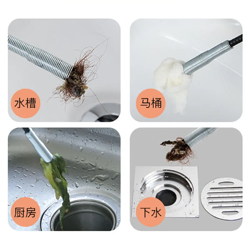 

60cm Pipeline Dredge Sink Hair Brush Kitchen Cleaning Tools Flexible Sink Claw Pick Up Cleaner Bend Sink Tool With Spring Grip