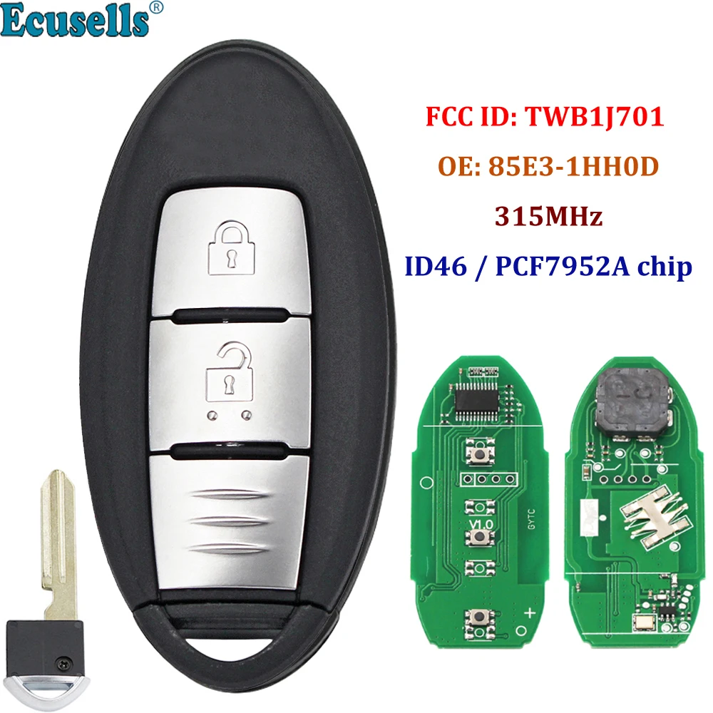 

Умный телефон с 2 кнопками, 315 МГц, чип ID46 для Nissan March K13 Micra K13 Leaf TWB1J701 85E3-1HH0D