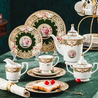 high grade gold tracing european ceramic coffee set british afternoon tea set flower tea 22 piece set