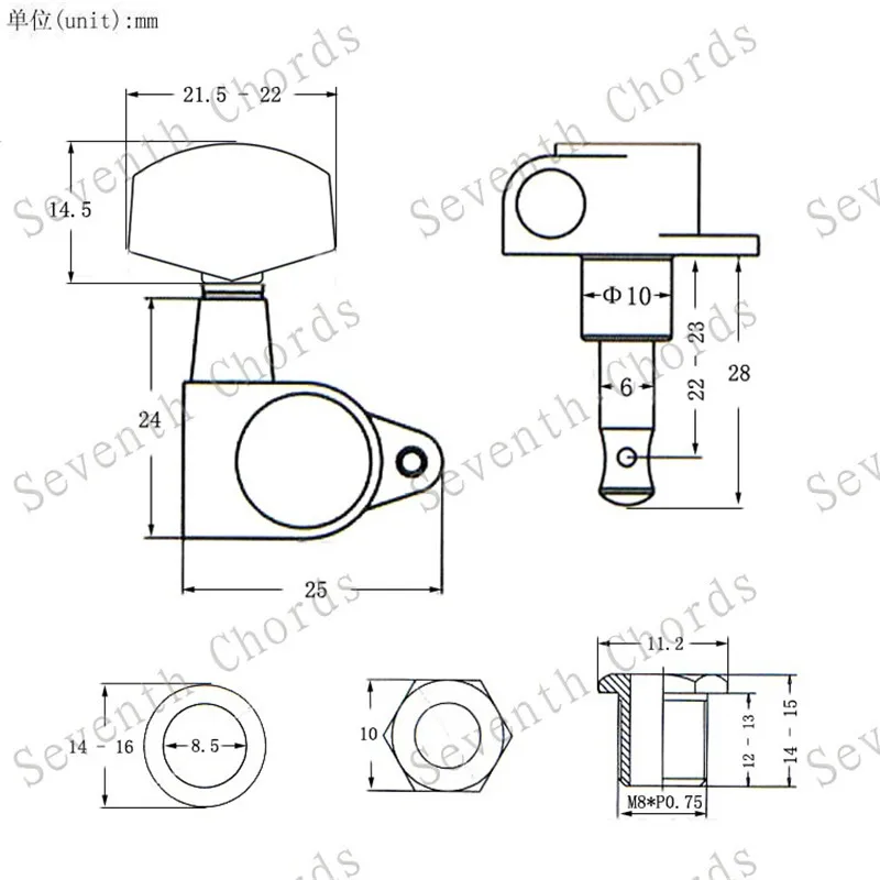 3R3L Колки акустической гитары кнопку тюнер настроечный Винт полностью закрытый