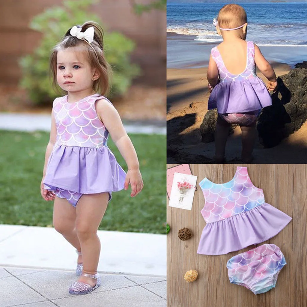 Летняя одежда для новорожденных девочек платье без рукавов с открытой спиной и