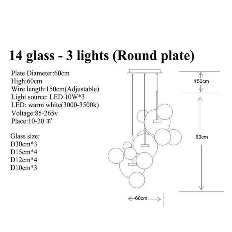 14 glass Round plate Современный Стеклянный подвесной блестящий дизайн светодиодный креативный Люстра для гостиной спальни Лофт кухни столовой современный декор - Цвет абажура: 14 glass Round plate