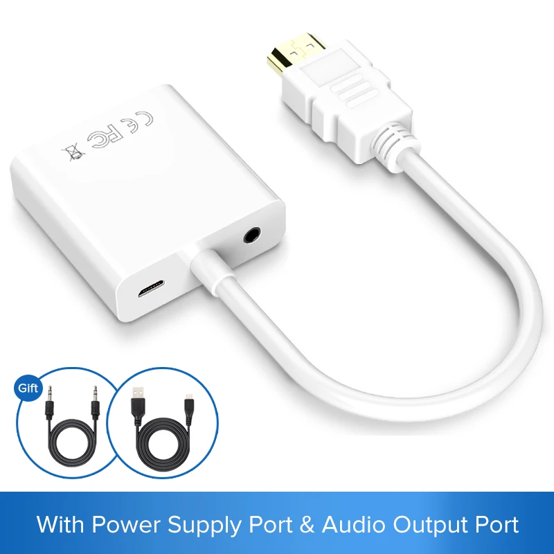 White-003 SUPTEC адаптер hdmi-vga конвертер 1080P HDMI цифровой аналоговый видео аудио кабель для ноутбука PS3 PS4 tv Box PC HD tv проектор - Цвет: White-003
