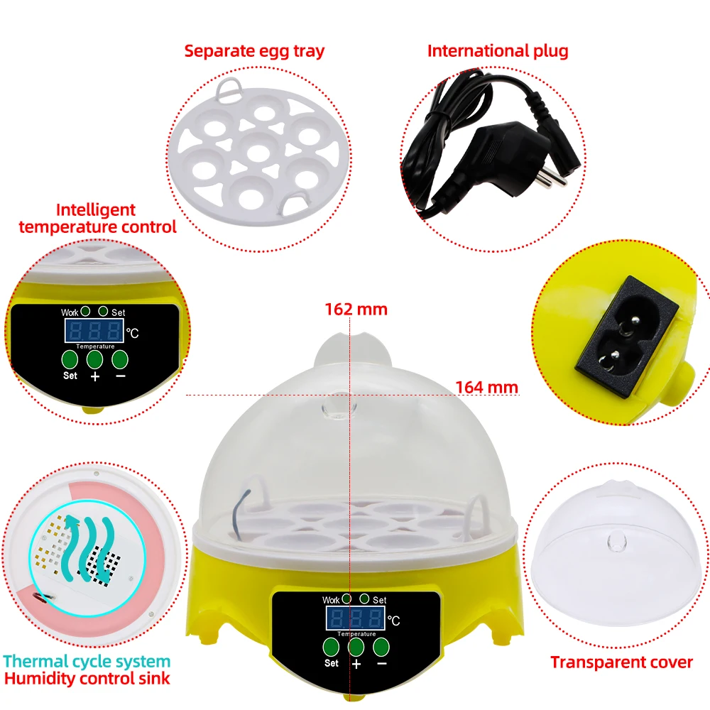 Мини 7 инкубатор для яиц автоматический птицы Брудер цифровой температуры Курица