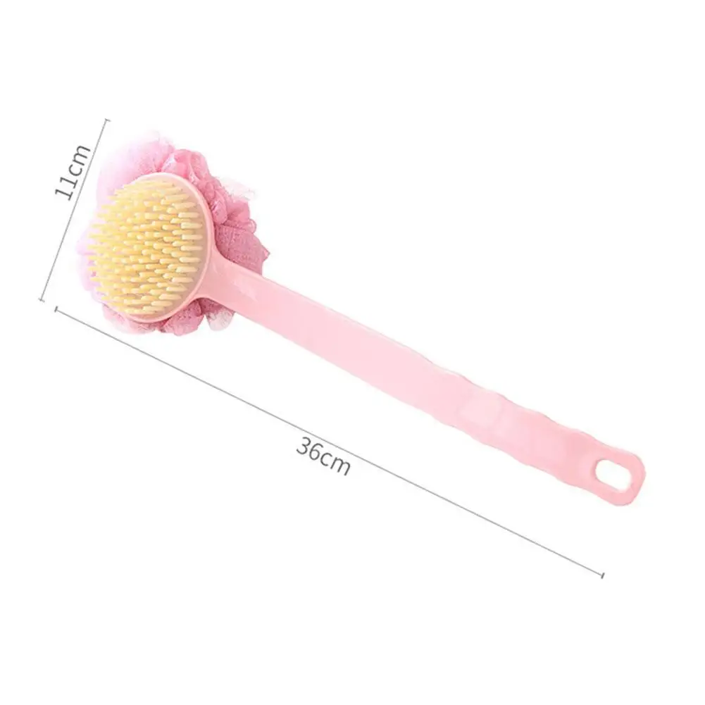 

Long Handle Rubbing Back Bath Brush Flower Ball For Adult Soft Purpose Dual Hair E4W7