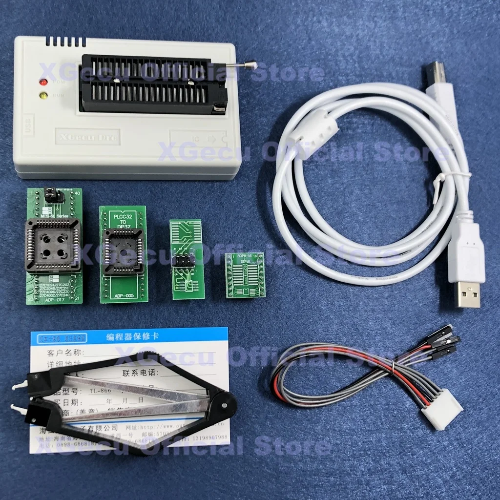Программатор черный ZIF socket V10.80 XGecu TL866II Plus 16000 + IC SPI Flash NAND EEPROM MCU PIC AVR 4 адаптера