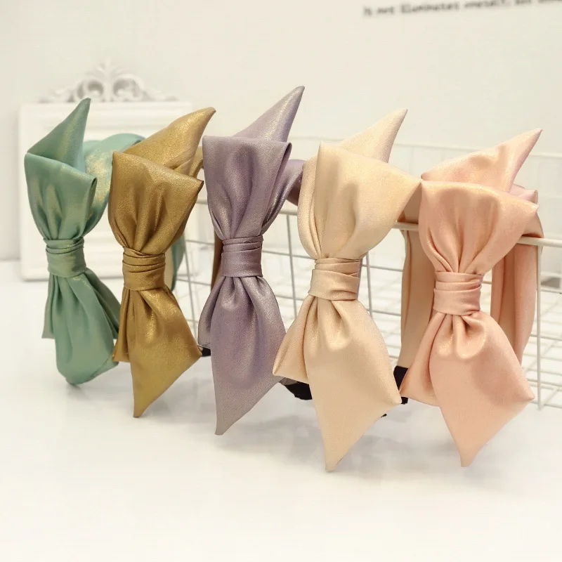 

CN New Fashion Women Hairband Big Bow Knot Headwear Spring Fresh Color Turban Headwear Adult Hair Accessories Wholesale Headband