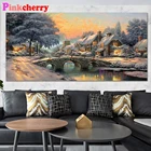 5d алмазная живопись сделай сам, полноразмерная картина с изображением снежного дома, пейзажная деревня, алмазная вышивка, полноразмерная мозаика, картина, настенное искусство