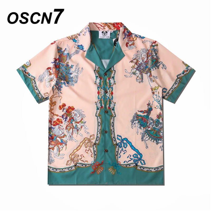 

OSCN7 Casual Printed Short Sleeve Shirt Men Street 2020 Hawaii Beach Oversize Women Fashion Harujuku Shirts for Men CSD60