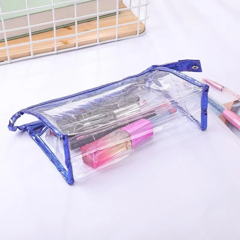 

Fresh Simple Waterproof Handbag Transparent Storage Pouch Multifunction Pencil Bag PVC Zipper Travel Women Makeup Organizer Bag