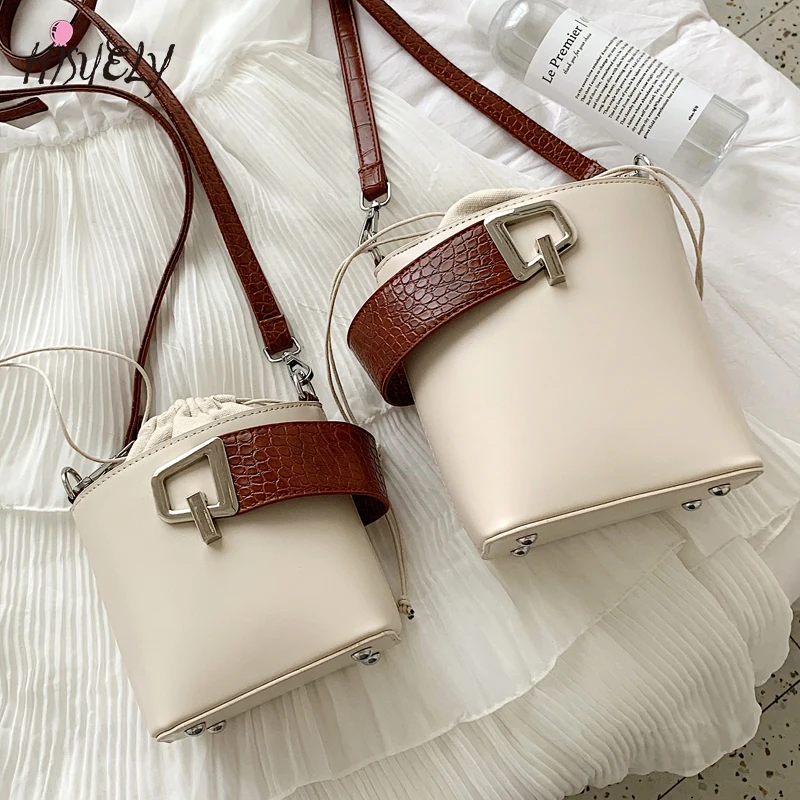

2021 New Ladies Elegant Stone pattern Tote Bucket bag High Quality Designer Women PU leather Handbag Lock Shoulder Messenger Bag
