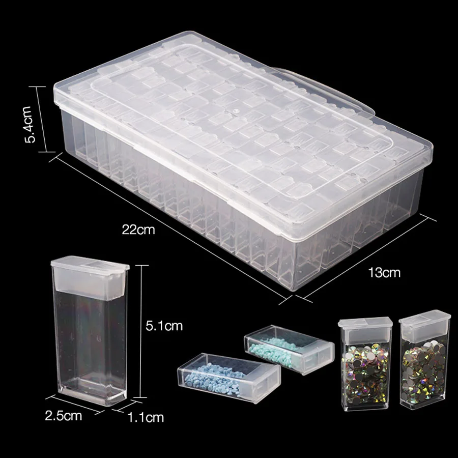 

28/56/64/128 Pcs Lattice 5D Diamond Painting Tools Accessories Beads Container Kits Storage Organizer Small Particle Storage Box