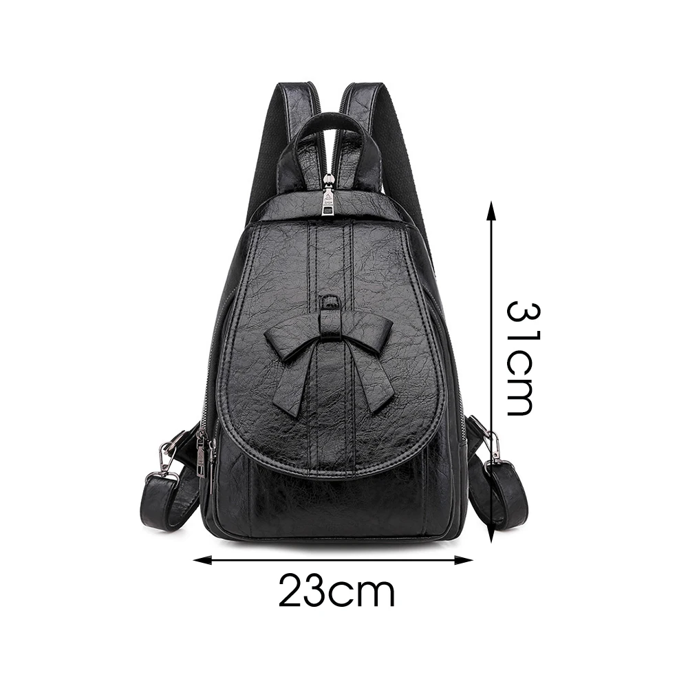 

2020 Women'S Backpack Designer Multifunctional Backpack Bow Quality PU Leather Student School Laptop Solid Bag Mochilas Mujer
