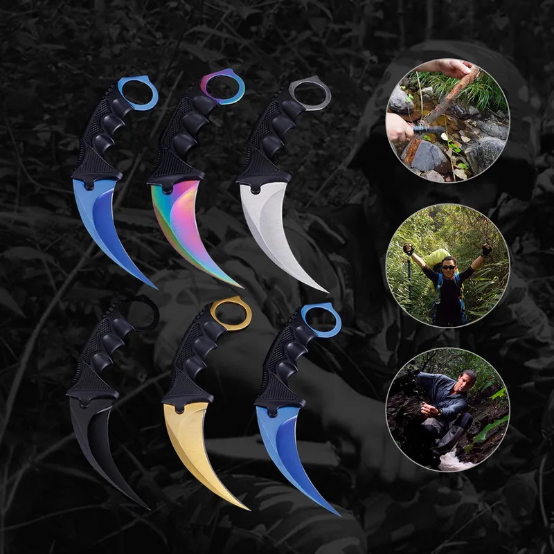 Нож Karambit CS GO для косплея тактические ножи CSGO кемпинга охоты титановые с радужной