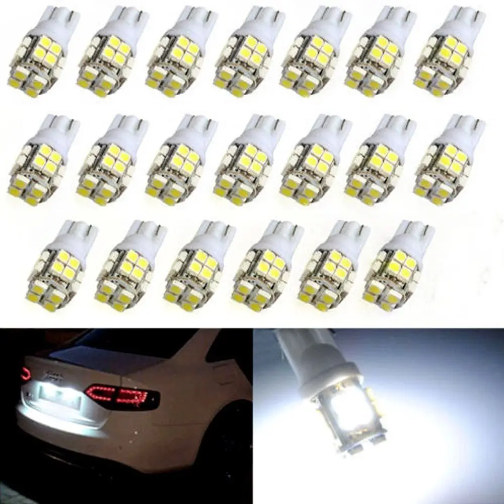 

Светодиодные автолампы T10 W5w 168 194 1210 10 Smd, белые и синие светодиодные лампы с индикатором ширины бокового клина, 10 шт.